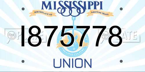 I875778 Mississippi License Plate
