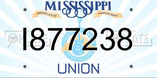 I877238 Mississippi License Plate