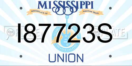 I87723S Mississippi License Plate