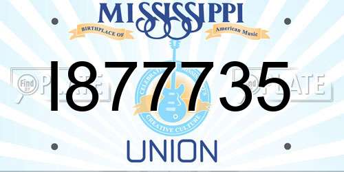 I877735 Mississippi License Plate