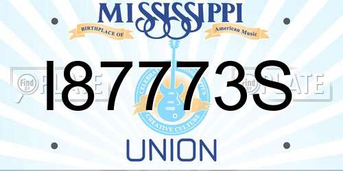 I87773S Mississippi License Plate