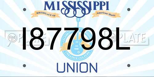 I87798L Mississippi License Plate