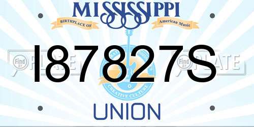 I87827S Mississippi License Plate