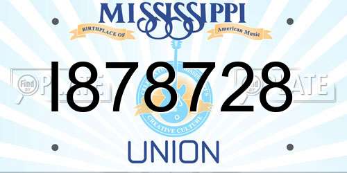 I878728 Mississippi License Plate