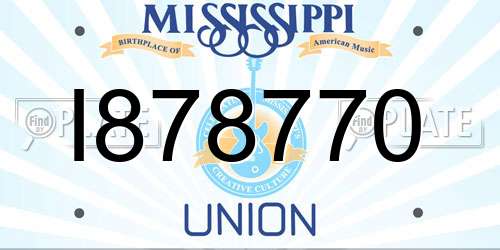 I878770 Mississippi License Plate