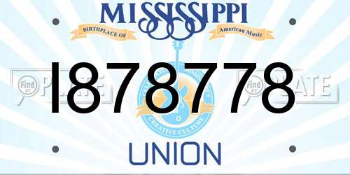 I878778 Mississippi License Plate