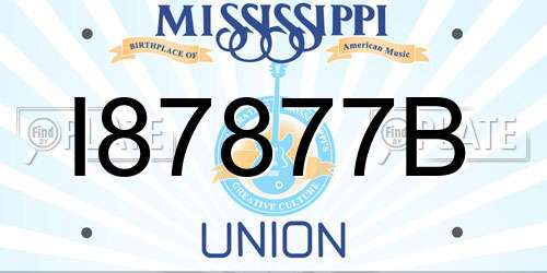 I87877B Mississippi License Plate