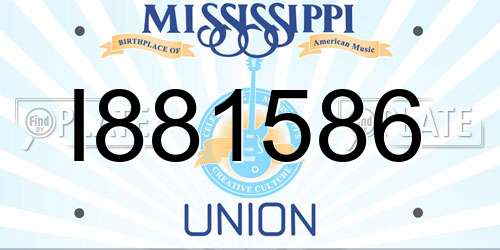 I881586 Mississippi License Plate