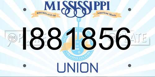 I881856 Mississippi License Plate