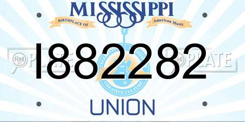 I882282 Mississippi License Plate