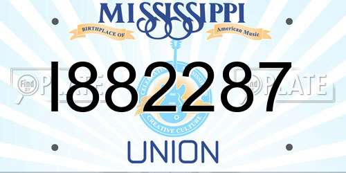 I882287 Mississippi License Plate