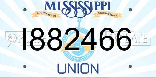 I882466 Mississippi License Plate