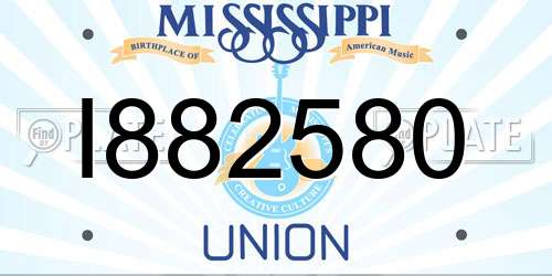 I882580 Mississippi License Plate