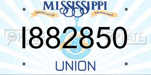 I882850 Mississippi License Plate