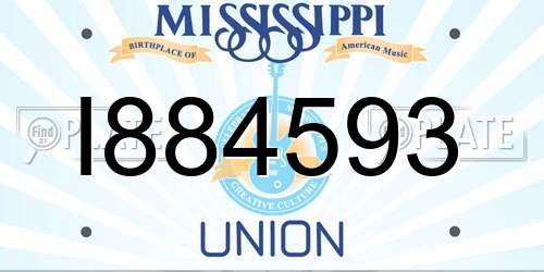 I884593 Mississippi License Plate