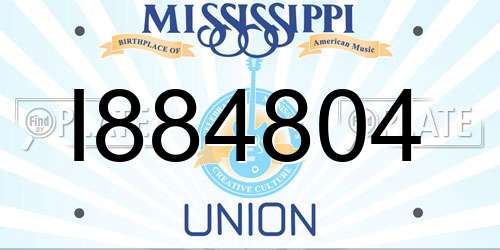 I884804 Mississippi License Plate