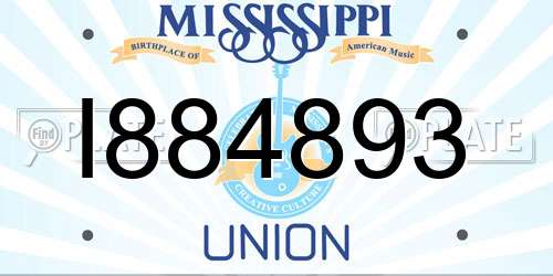 I884893 Mississippi License Plate