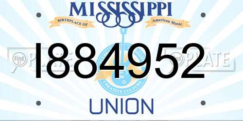 I884952 Mississippi License Plate