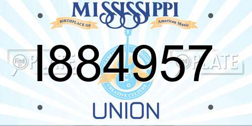 I884957 Mississippi License Plate