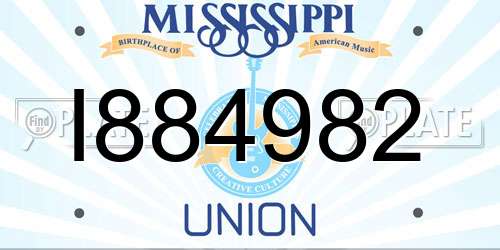 I884982 Mississippi License Plate
