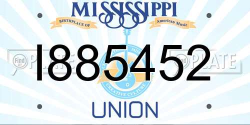 I885452 Mississippi License Plate