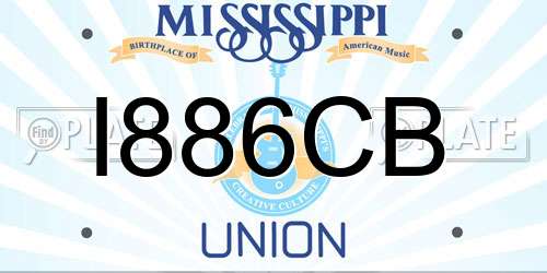 I886CB Mississippi License Plate