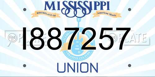 I887257 Mississippi License Plate