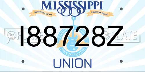 I88728Z Mississippi License Plate