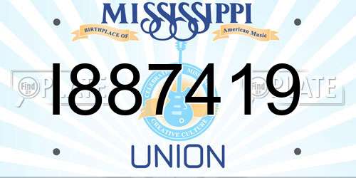 I887419 Mississippi License Plate