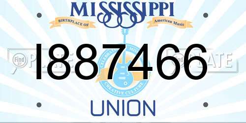 I887466 Mississippi License Plate