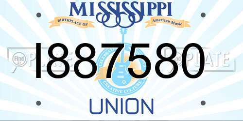 I887580 Mississippi License Plate