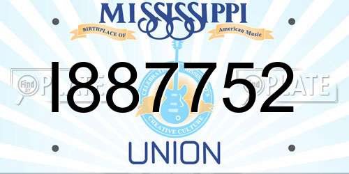 I887752 Mississippi License Plate