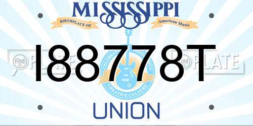 I88778T Mississippi License Plate
