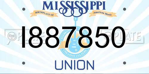 I887850 Mississippi License Plate