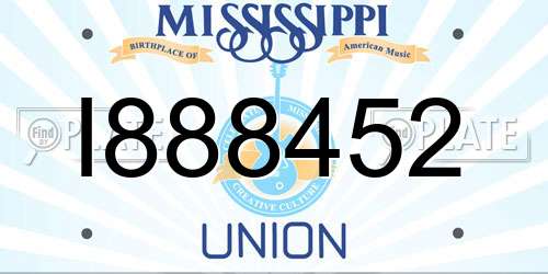 I888452 Mississippi License Plate