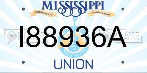 I88936A Mississippi License Plate