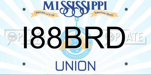 I88BRD Mississippi License Plate