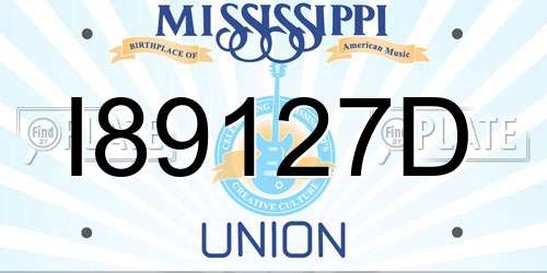 I89127D Mississippi License Plate