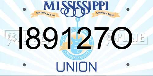 I89127O Mississippi License Plate