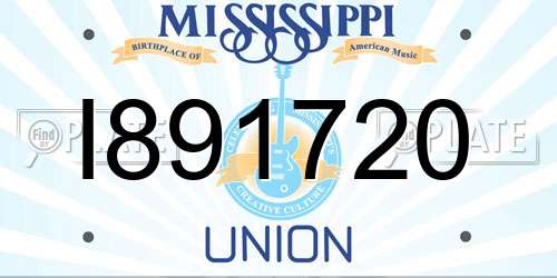 I891720 Mississippi License Plate
