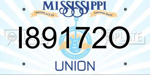 I89172O Mississippi License Plate