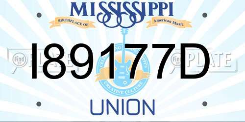 I89177D Mississippi License Plate