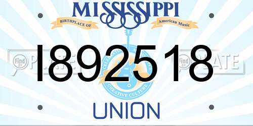I892518 Mississippi License Plate