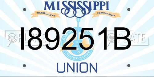 I89251B Mississippi License Plate