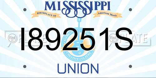 I89251S Mississippi License Plate