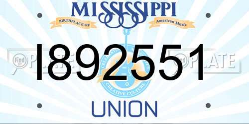 I892551 Mississippi License Plate