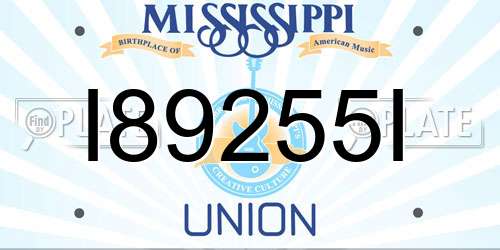 I89255I Mississippi License Plate