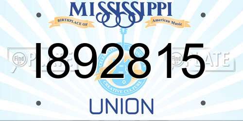 I892815 Mississippi License Plate