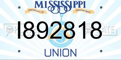 I892818 Mississippi License Plate