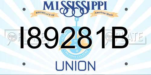 I89281B Mississippi License Plate